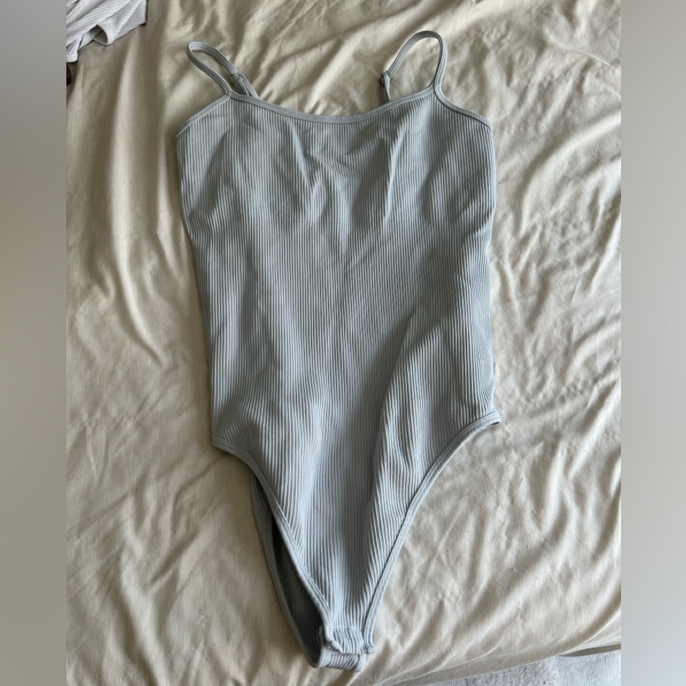 Soft Gray Ribbed Bodysuit